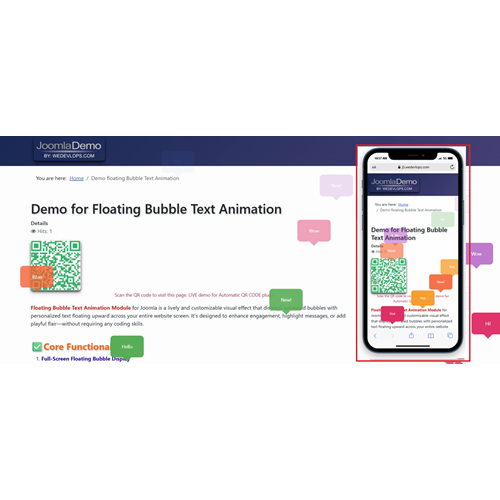 Floating bubble text PRO Animation for Joomla