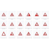 Road safety signs and warnings in vector transparent background 