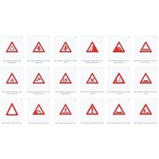 Road safety signs and warnings in vector transparent background 