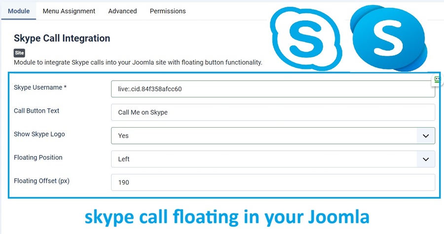 Skype call Joomla Integration module