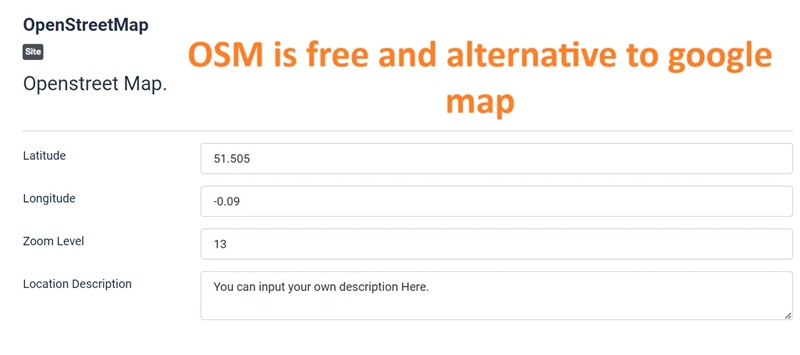 joomla backend settings for openstreet map