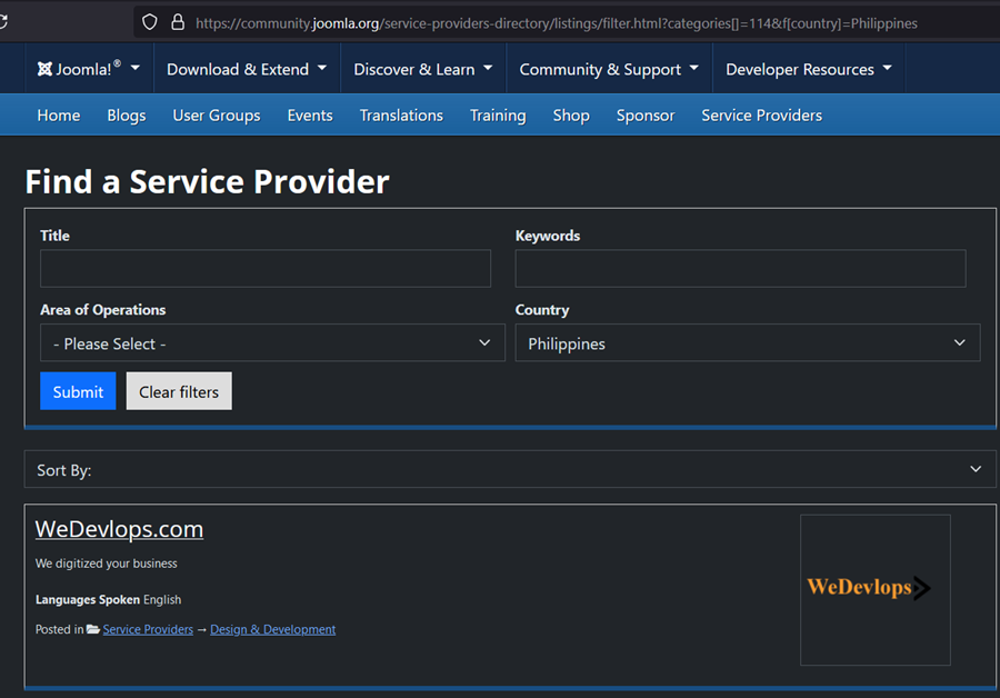 joomla website developer provider philippines