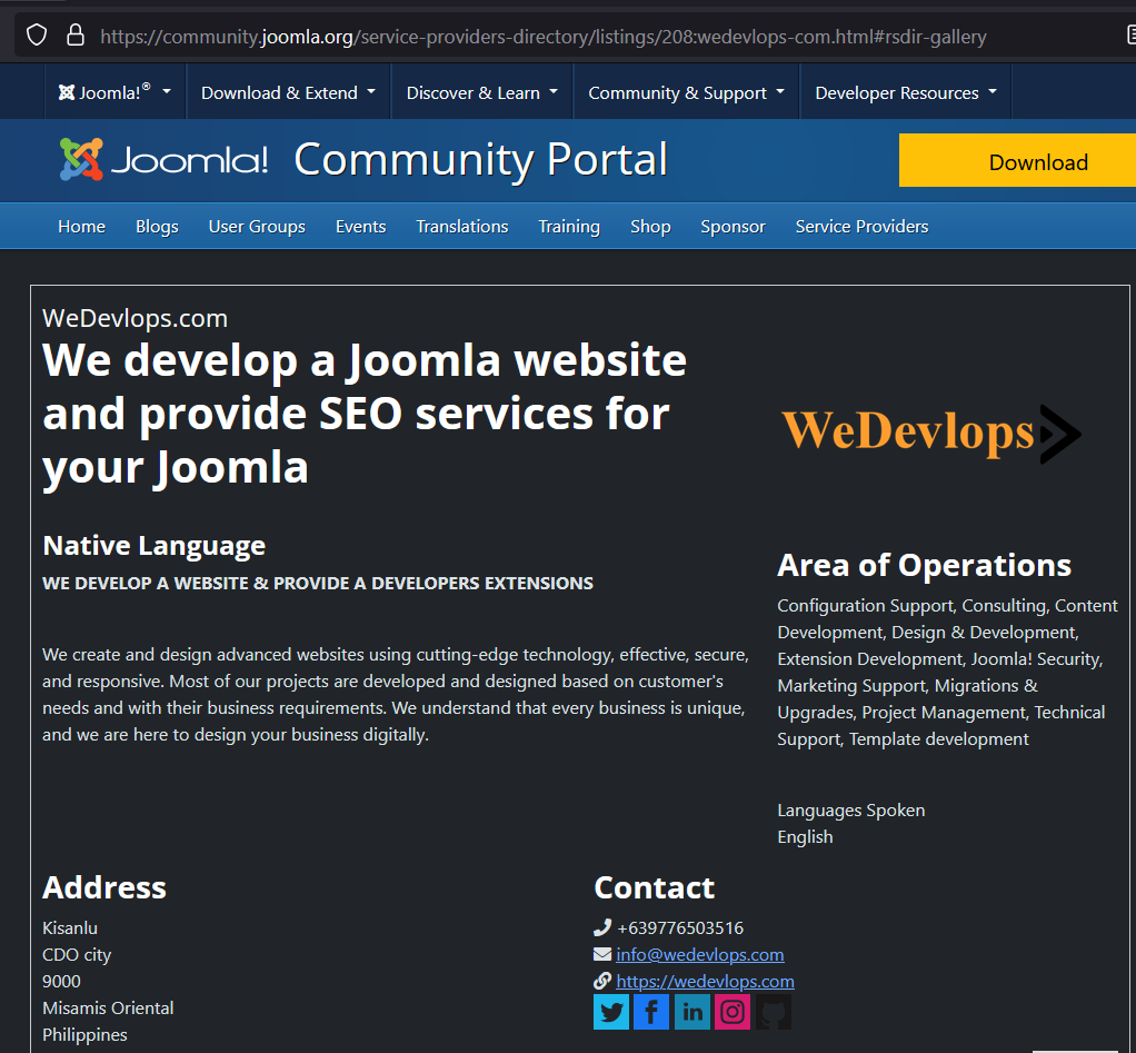 one and only joomla listed website developer provider philippines